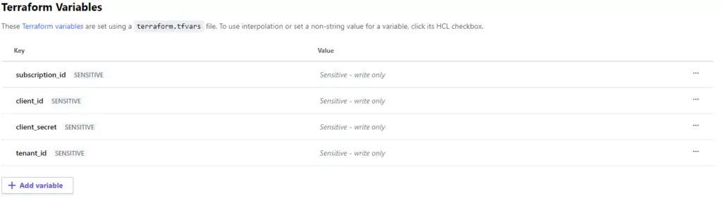 terraform cloud azure credentials setup